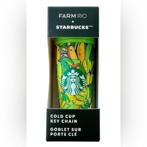 FARM Rio x Starbucks Cold Cup Key Chain in Green with Board Banana Pattern